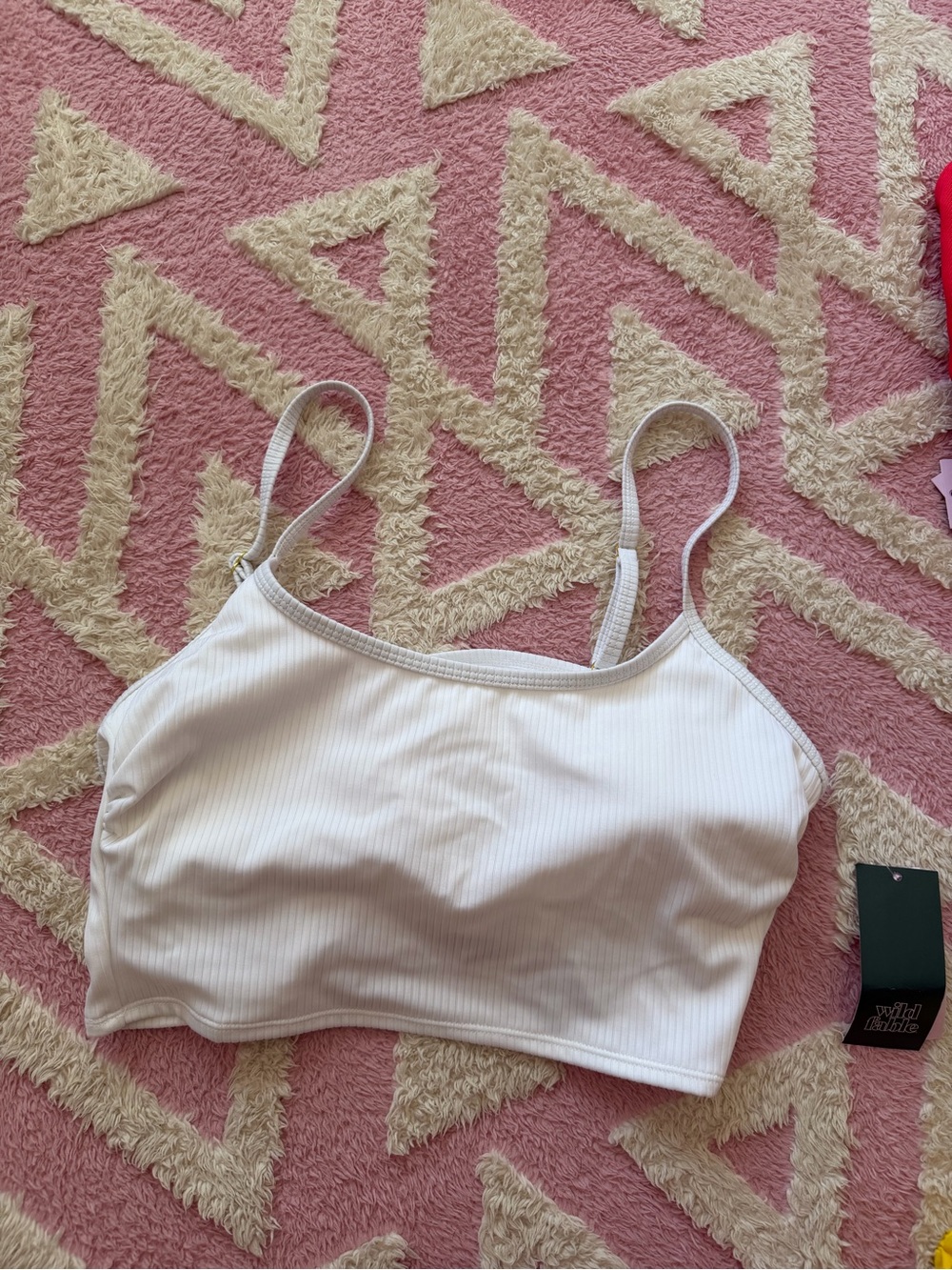 wild fable White Ribbed Crop Swim Top